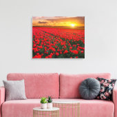 Tulpvelden op zonsondergang in Nederland Canvas Afdruk (Insitu (Woonkamer))