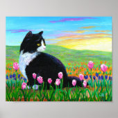 Tulpvelden Tuxedo Black Cat Kunst Poster (Voorkant)