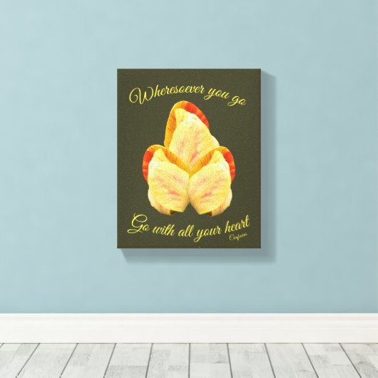 Tulpventilator gaat met uw hart Inspirerend Canvas Afdruk (Insitu (Houten vloer))