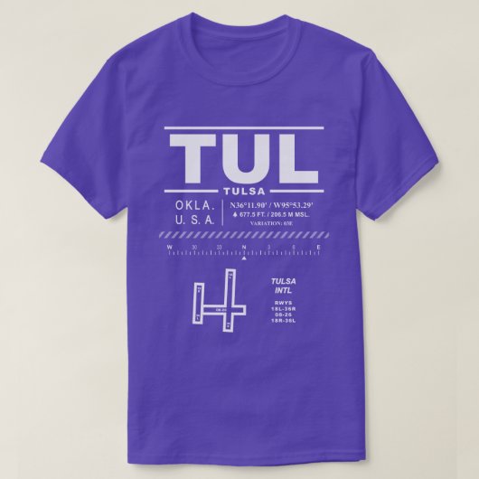 Tulsa International Airport TUL T-Shirt (Design voorkant)