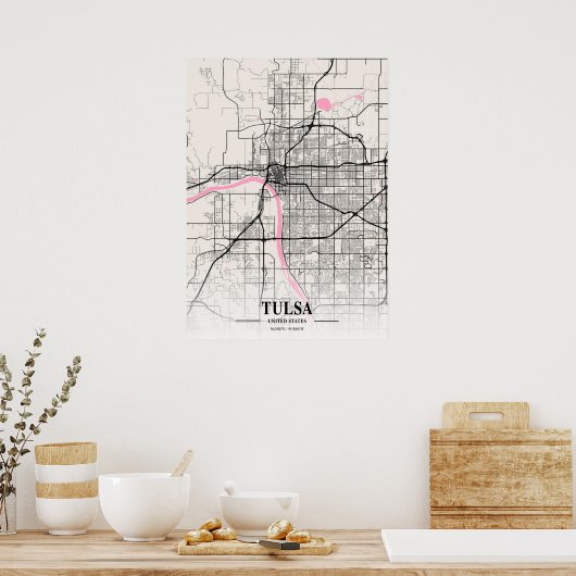Tulsa - Neapolitan City Map Verenigde Staten Poster (Keuken)