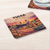 Tulsa Neon Route 66 Baraccessoires Kartonnen Onderzetters (Schuin)