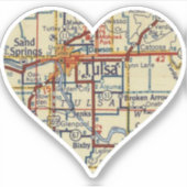 Tulsa OK Retro kaart Sticker (Voorkant)