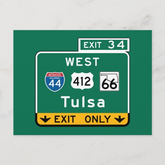 Tulsa, OK Road Sign Briefkaart (Voorkant)