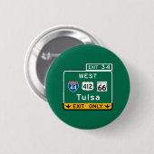 Tulsa, OK Road Sign Ronde Button 5,7 Cm (Voorkant /achterkant)