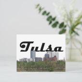 Tulsa OK Skyline met Tulsa in het Briefkaart Sky (Staand voorkant)