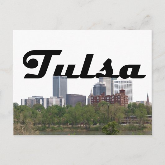 Tulsa OK Skyline met Tulsa in het Briefkaart Sky (Voorkant)
