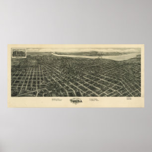 Tulsa Oklahoma 1918 Antiek Panorama Poster