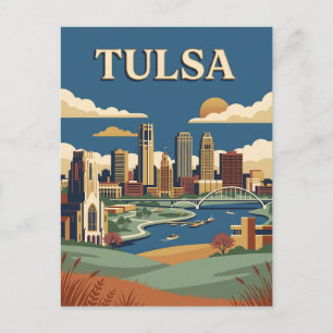Tulsa Oklahoma Art Deco Silhouet Vintage Poster Briefkaart