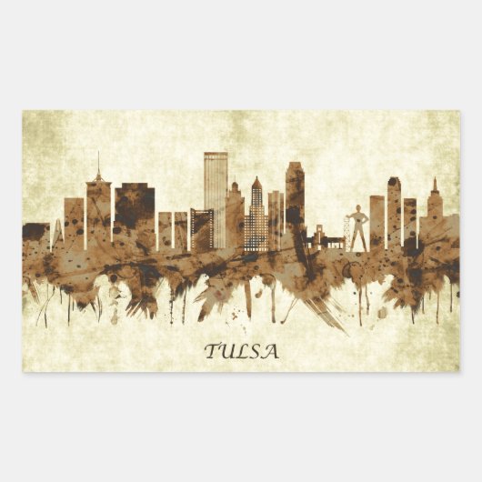 Tulsa Oklahoma Cityscape Rechthoekige Sticker (Voorkant)
