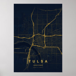 Tulsa Oklahoma gestileerde kaartprint Poster