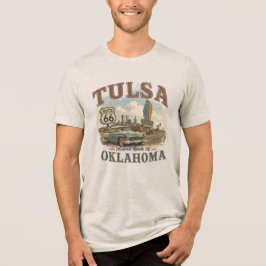Tulsa Oklahoma Historische Route 66 Vintage Oliest Tri-Blend Shirt