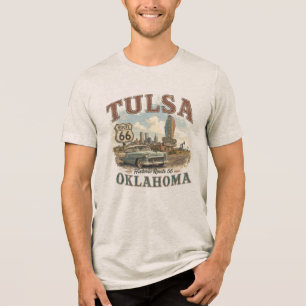 Tulsa Oklahoma Historische Route 66 Vintage Oliest Tri-Blend Shirt