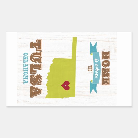 Tulsa, Oklahoma kaart - thuis is waar het hart is Rechthoekige Sticker (Voorkant)