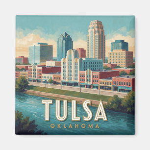 Tulsa Oklahoma Reis Scène En Stadsgezicht Magneet