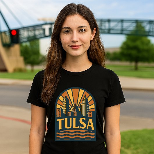 Tulsa Oklahoma Retro Art Deco Embleem T-shirt