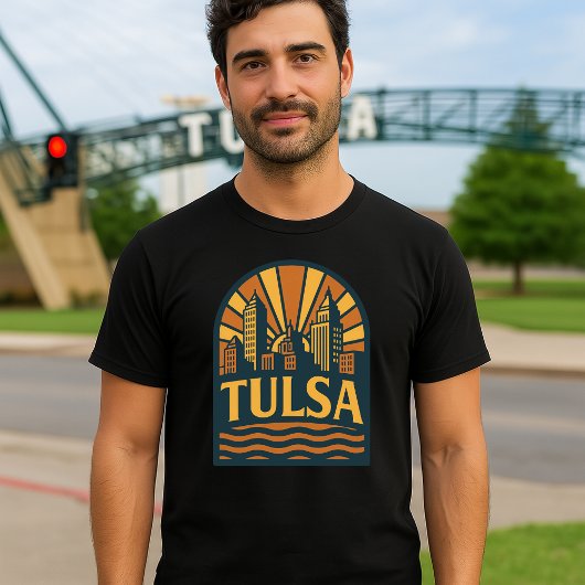 Tulsa Oklahoma Retro Art Deco Embleem T-shirt