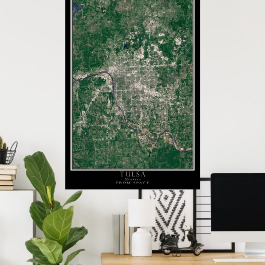 Tulsa Oklahoma Satellite Poster Map (Thuiskantoor)