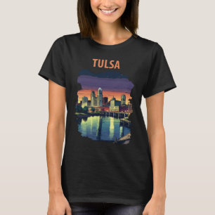 Tulsa Oklahoma Silhouette Neon Reizen T-shirt