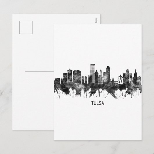 Tulsa Oklahoma Skyline BW Feestdagenkaart (Voorkant / Achterkant)