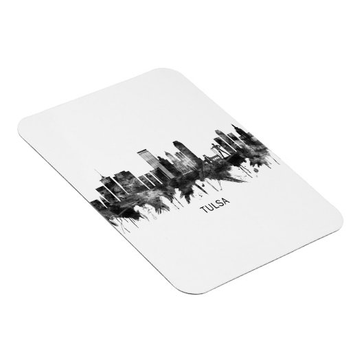 Tulsa Oklahoma Skyline BW Magneet (Rechterzijde)