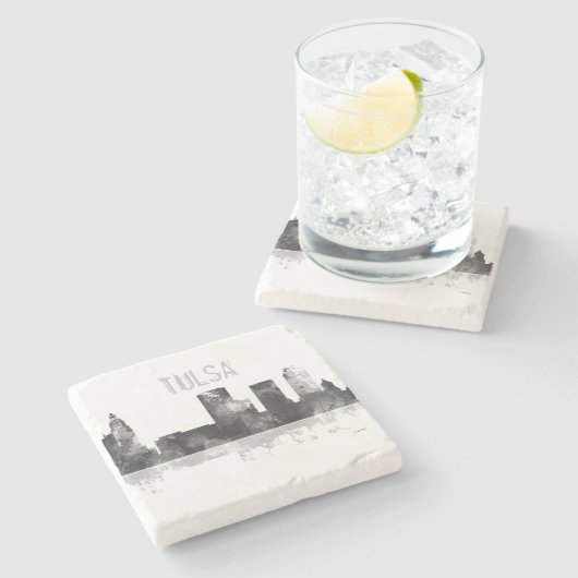 TULSA, OKLAHOMA SKYLINE STENEN ONDERZETTER (Zijkant)