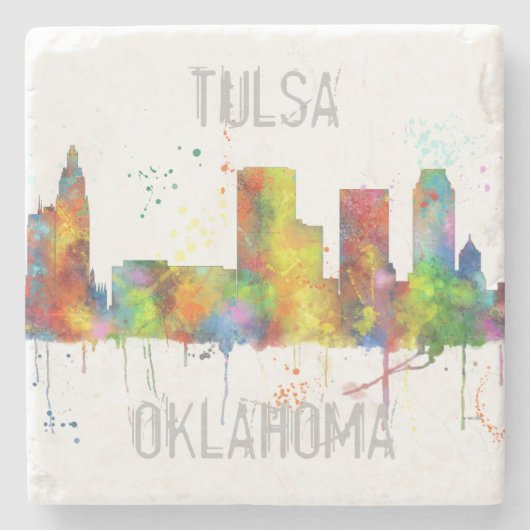 TULSA, OKLAHOMA SKYLINE STENEN ONDERZETTER (Voorkant)