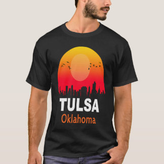 Tulsa Oklahoma Sunset Retro City USA T-shirt