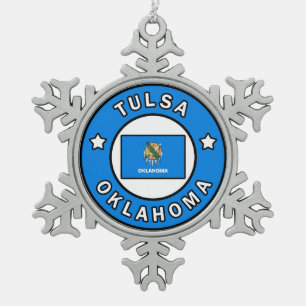 Tulsa Oklahoma Tin Sneeuwvlok Ornament