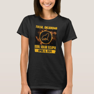 Tulsa Oklahoma Totale Zonsverduistering Wolf Howli T-shirt