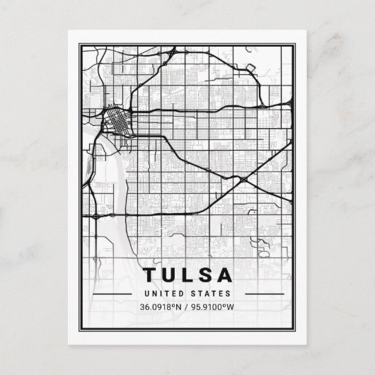 Tulsa Oklahoma USA Travel City Map Briefkaart (Voorkant)