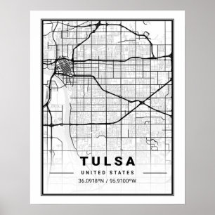 Tulsa Oklahoma USA Travel City Map Poster