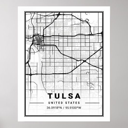 Tulsa Oklahoma USA Travel City Map Poster (Voorkant)