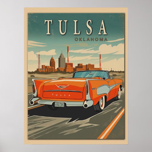 Tulsa Oklahoma Vintage Reizen Poster (Voorkant)