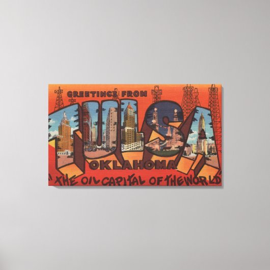 Tulsa, OklahomaLarge Letter ScenesTulsa, OK Canvas Afdruk (Voorkant)