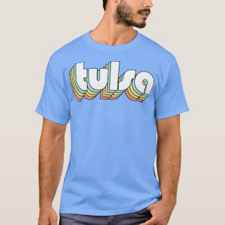 Tulsa Retro Rainbow Typografie Vervaagd Stijl T-shirt