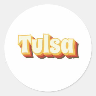 Tulsa Retro tekst Ronde Sticker