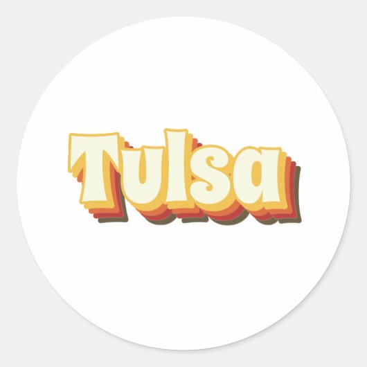 Tulsa Retro  tekst Ronde Sticker (Voorkant)