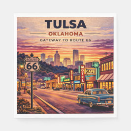 Tulsa Route 66 Neon Feeststijl Servet