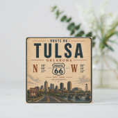 Tulsa Route 66 Reis Coördinaten Uitnodiging (Staand voorkant)