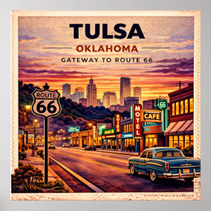 Tulsa Route 66 Reis door het verleden Poster