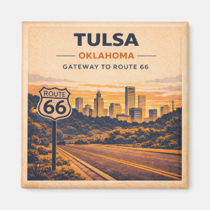 Tulsa Route 66 Silhouette Koelkast Souvenir Magneet