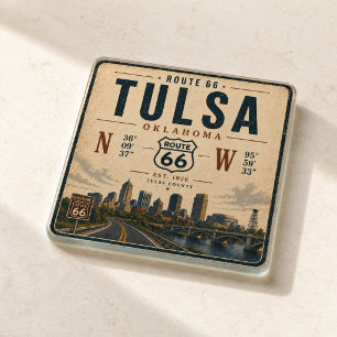 Tulsa Route 66 Skyline Bar Glaswerk Glazen Onderzetter