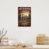 Tulsa Silhouette Zonsondergang Illustratie Poster (Keuken)