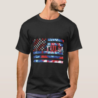 Tulsa Tie Dye Rood Wit Blauw Patriottisch Amerika T-shirt