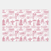 Tulsa Toile Red Wrapping Paper Flat Sheet Set 3 (Voorkant 2)