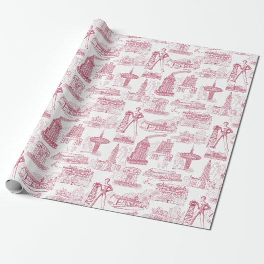 Tulsa Toile Wrapping Paper Roll Cadeaupapier (Uitgerold)