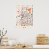 Tulsa - United States Chalk City Map Poster (Keuken)