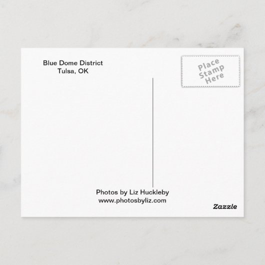 Tulsa's blauwe koepel briefkaart (Achterkant)