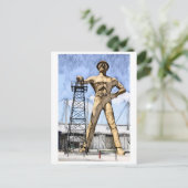 Tulsa's Golden Driller beeldje waterverf schilderi Briefkaart (Staand voorkant)